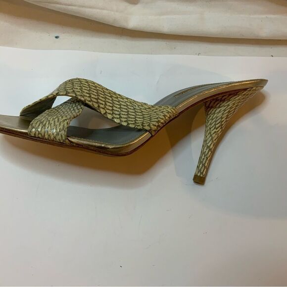Via Spiga light gray/cream snakeskin mules Sz 9M - Picture 1 of 9